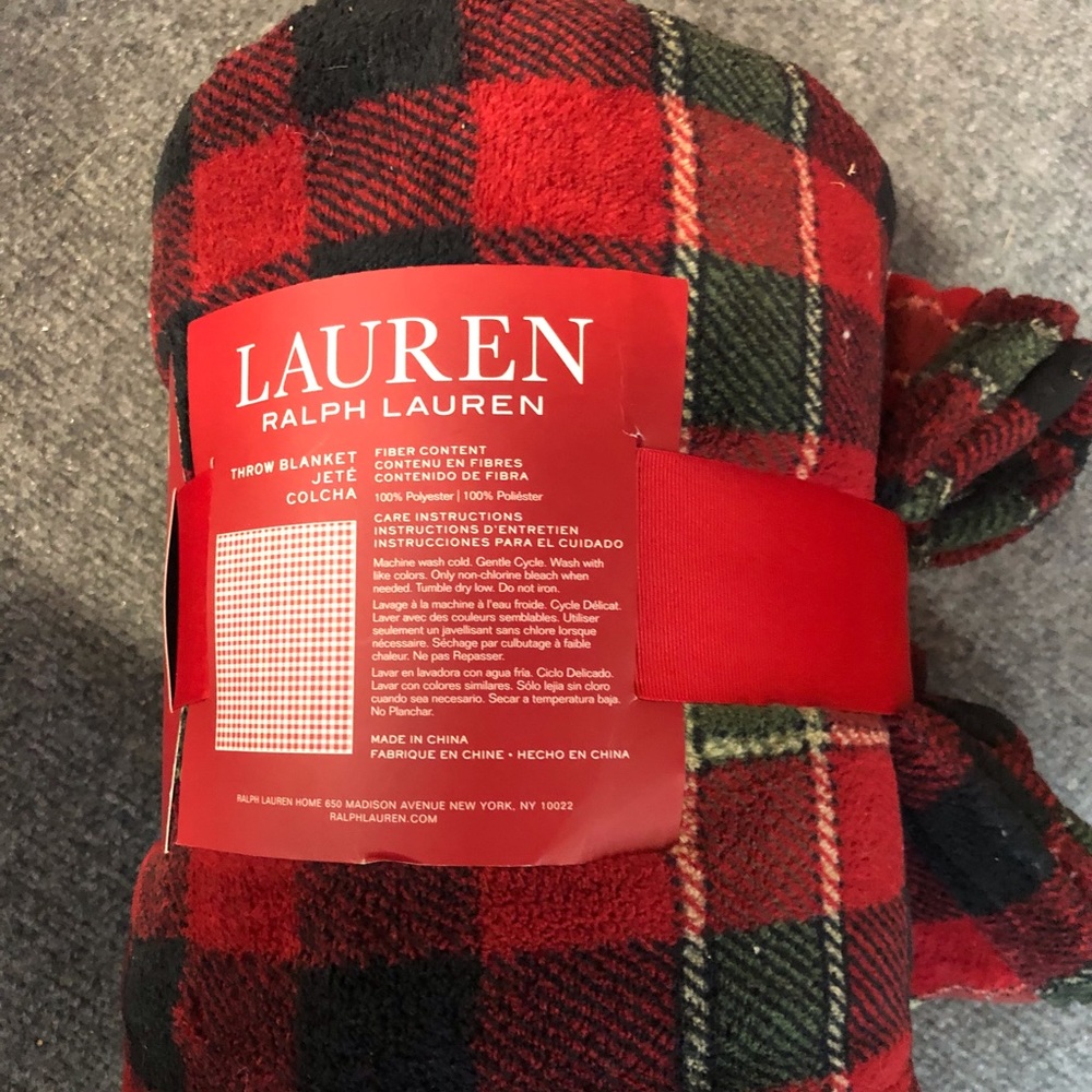 Ralph Lauren Red Tartan Christmas Fleece Throw